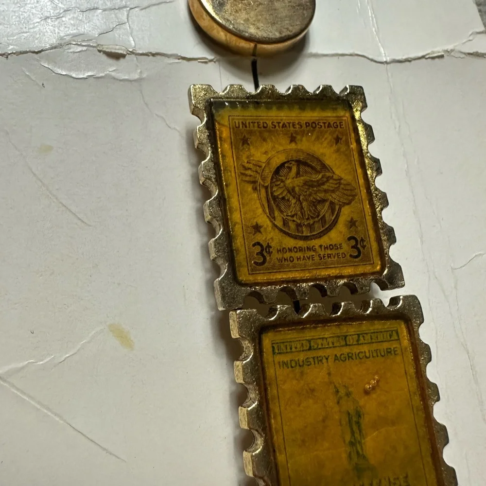 Vintage Nony New York Vintage Tie Clips Postage Stamp Design
